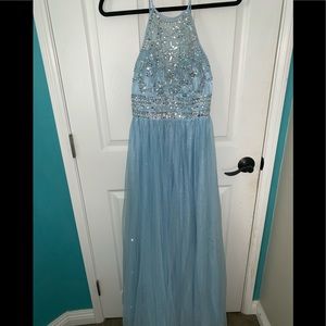 Long light blue sparkle dress